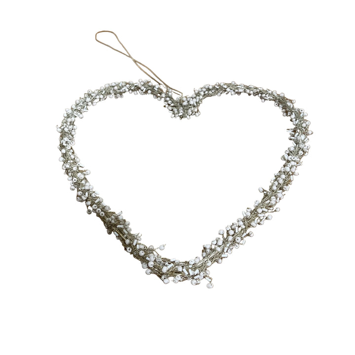 Large Wire Hanging Heart Decor White