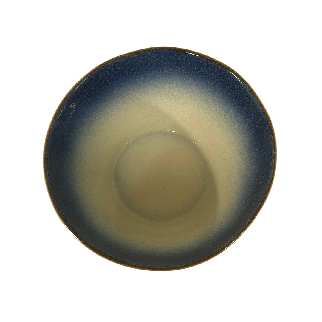 Set of 4 Large Deep Bowls Blue Ivory