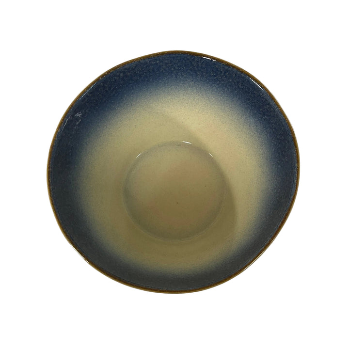 Set of 4 Large Deep Bowls Blue Ivory