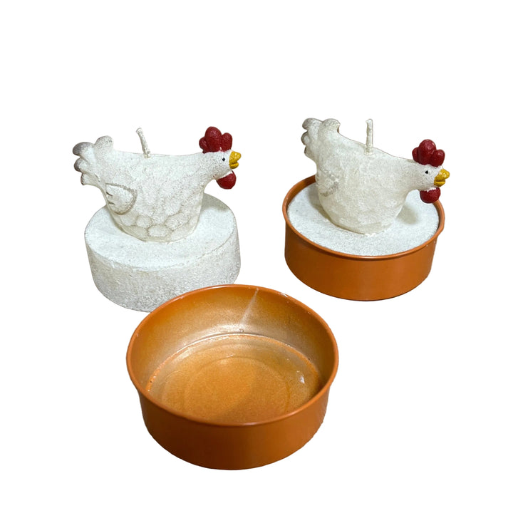 Set of Two Hen Tea Lights