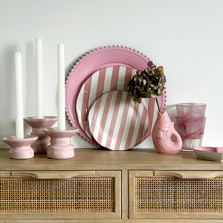 Set of 4 Pink Trattoria Dessert Plates