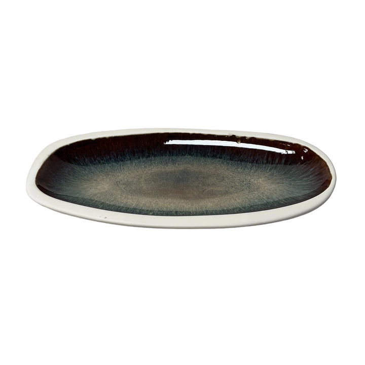 Medium Slim Glazed Plate Stormy Seas
