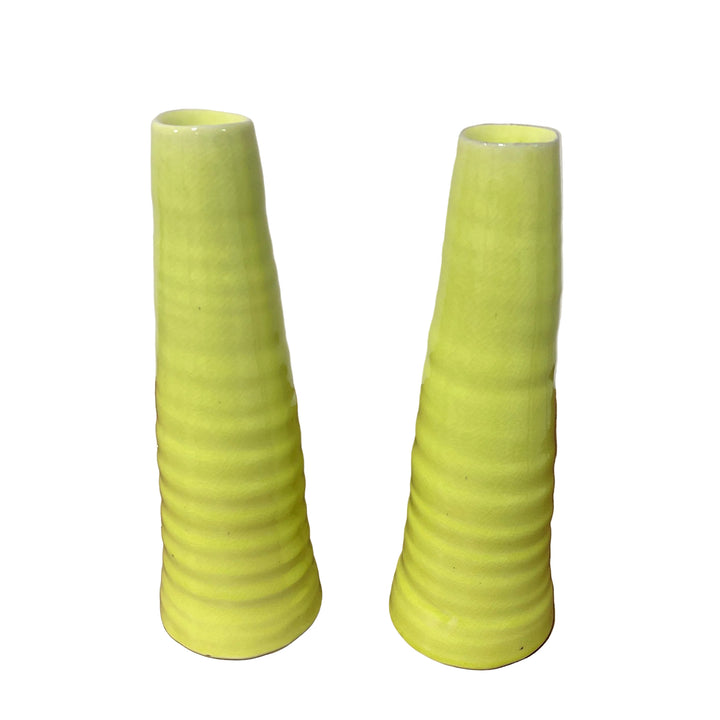 Pair of Pot Candle Stick Holders Lime