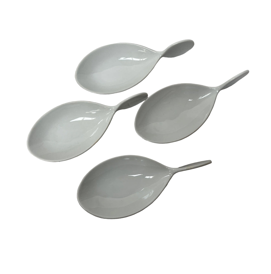 Set of 4 Porcelain Fish Shaped Serving Dishes White