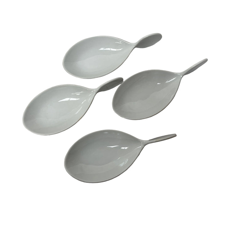 Set of 4 Porcelain Fish Shaped Serving Dishes White