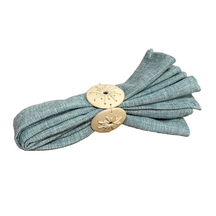 Set of 6 Wooden Effect Napkin Rings Natural