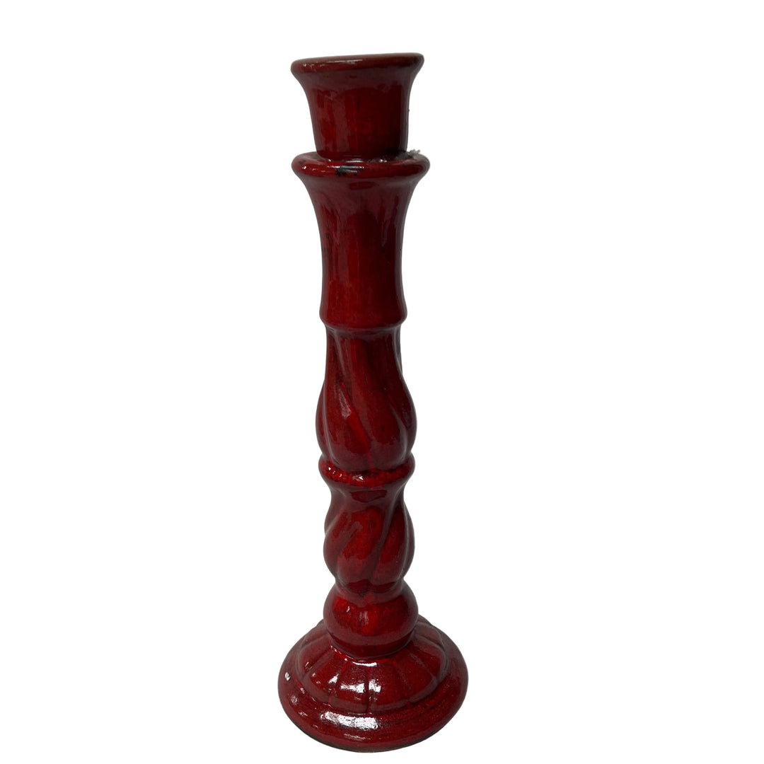 Terracotta Glazed Candle Stick Red