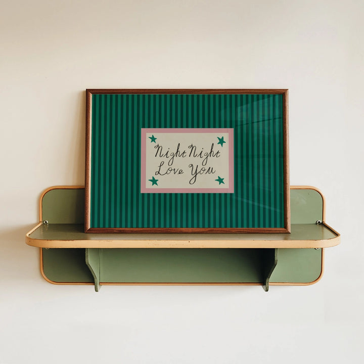 Night Night Love You Striped Print Green
