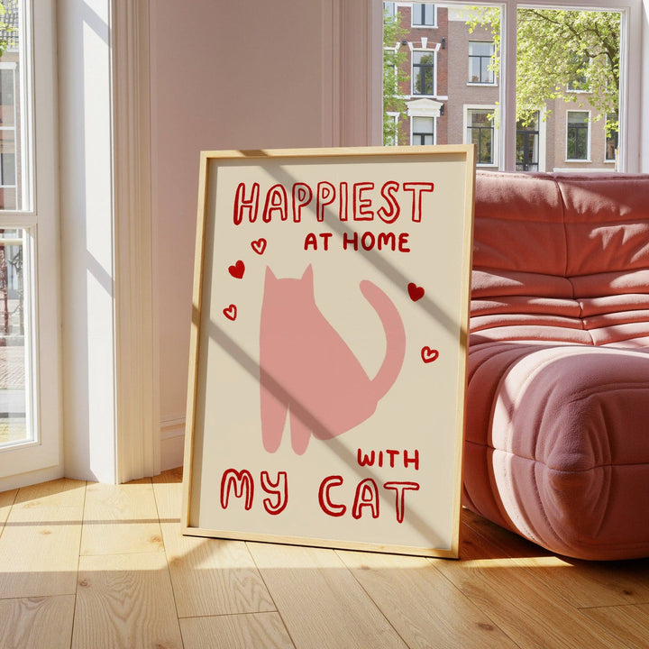 Happiest At Home With My Cat Print