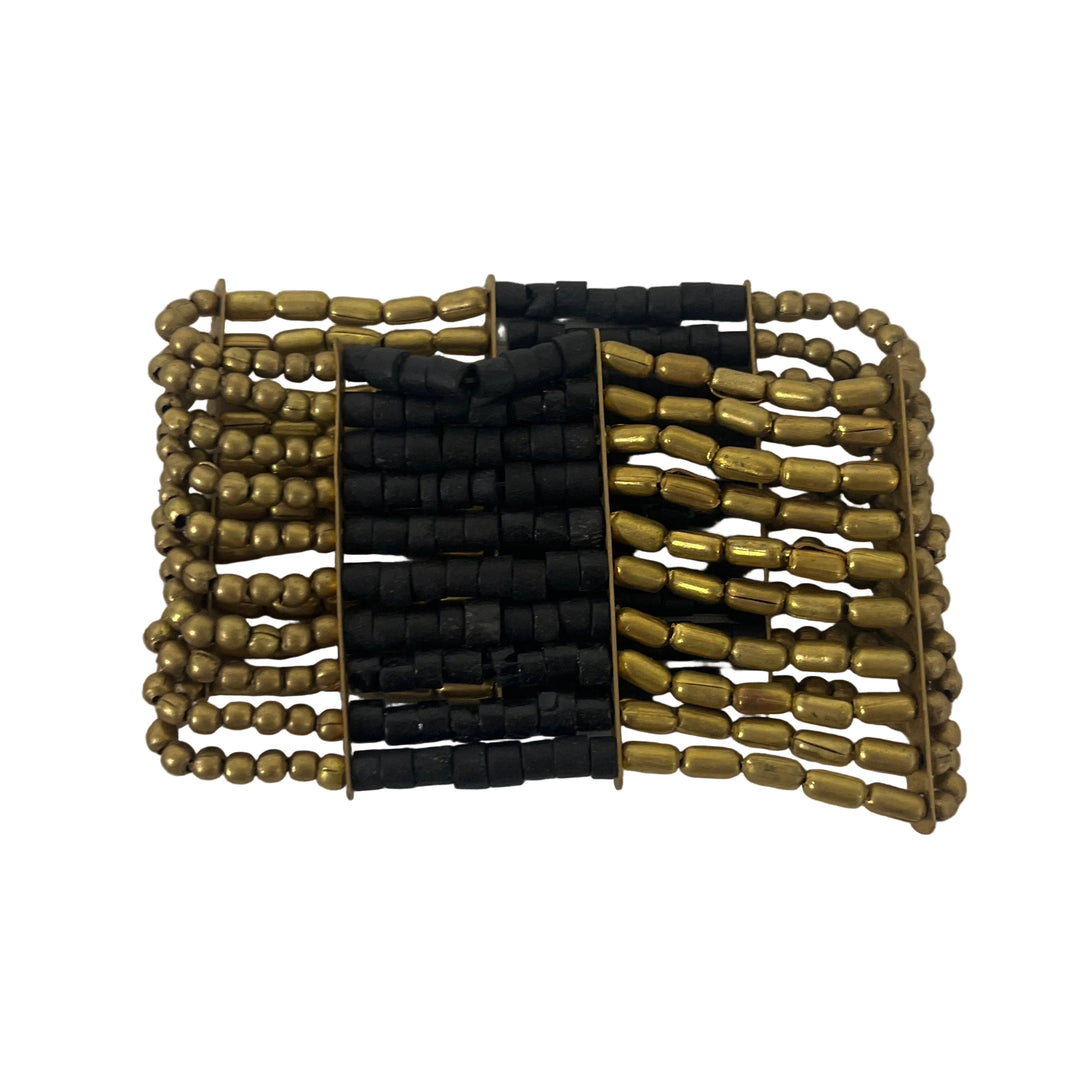 Handmade Metal & Bead Layering Bracelet Gold/ Black