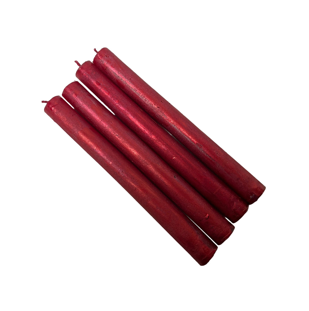 Pack of 4 Hand Poured Candles Red