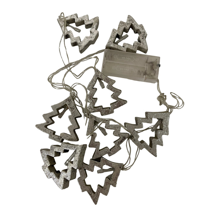 Wooden Trees Garland LED Silver