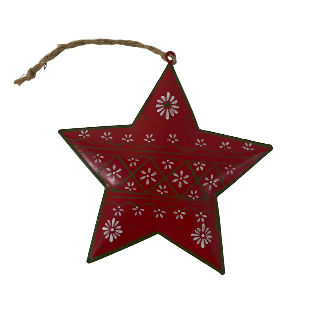 Metal Star Hanging Shaped Tree Decor Red