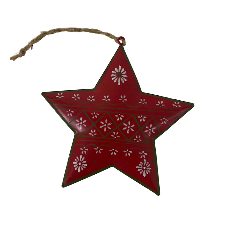 Metal Star Hanging Shaped Tree Decor Red