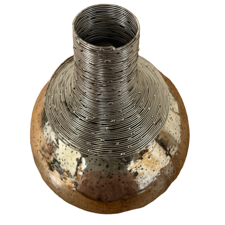 Small Metal Work Glass Vase