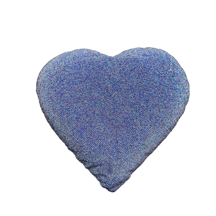 Large Beaded Heart Cushion in Violet