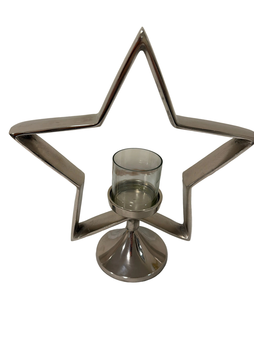 Chrome 30cm Star Tea Light Holder