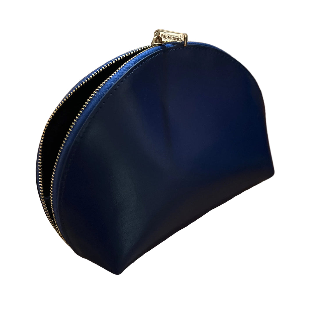 Purple Cosmetic Leather Zip Up Travel Pouch