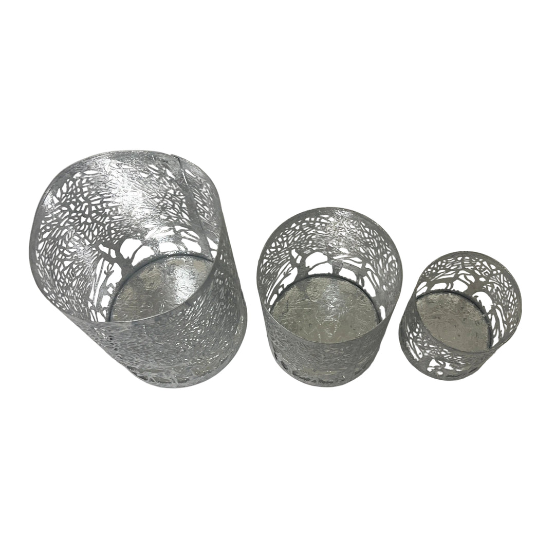 Set of 3 Deer Scenes Votives Silver