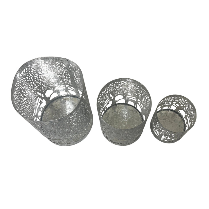 Set of 3 Deer Scenes Votives Silver