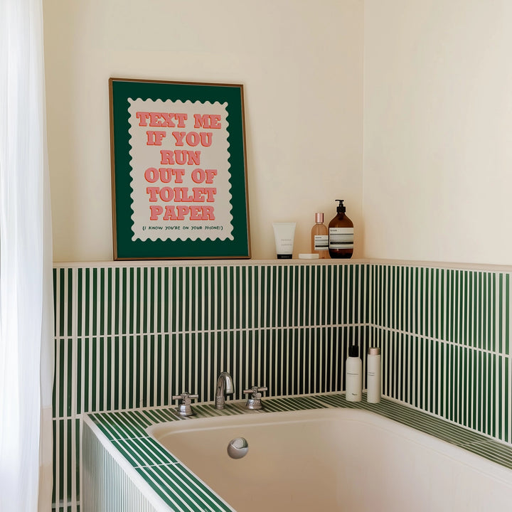 Text If You Run Out of Toilet Paper Print Green & Pink