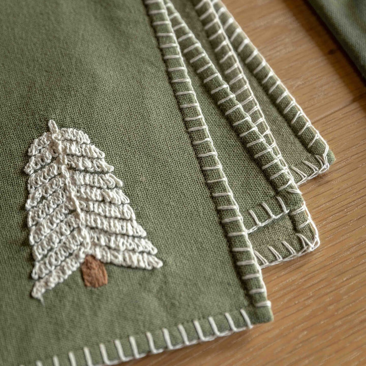 Set of 4 Woodland Embroidered Tree Placemats