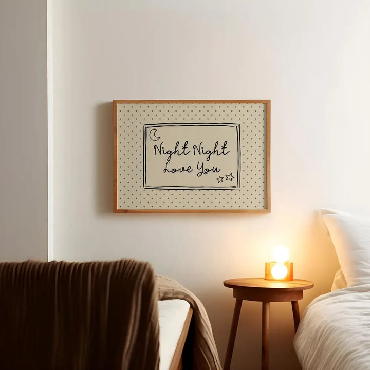 Mid Century Retro Night Night Love You Print