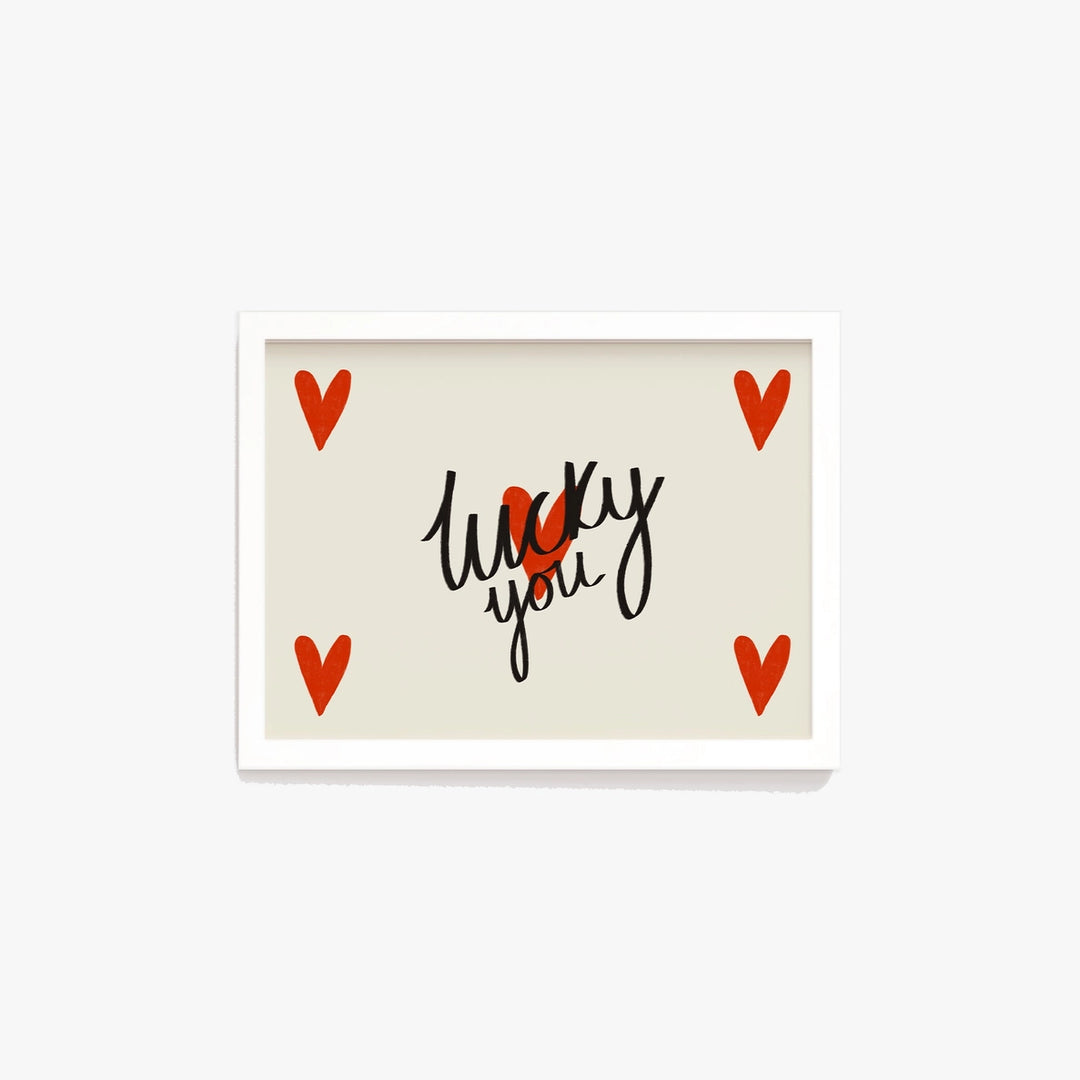 Lucky You Hearts Print Red
