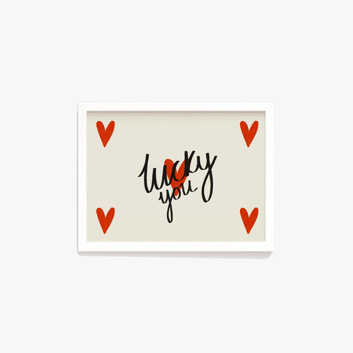 Lucky You Hearts Print Red