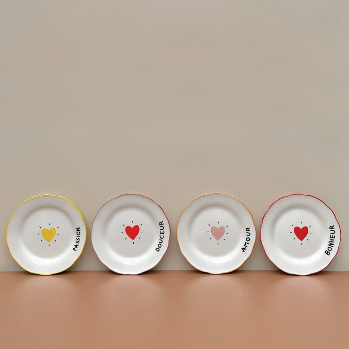 Set of 4 Love Heart Dessert Plates