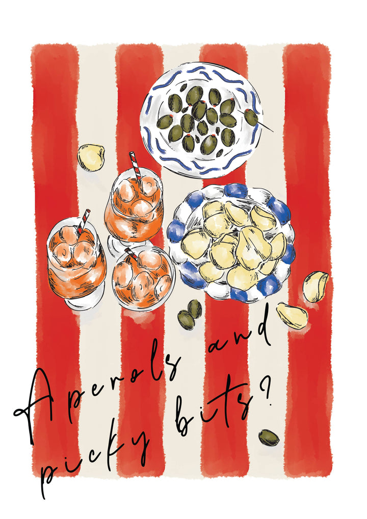 Drinks And Picky Bits Print by Mash Design