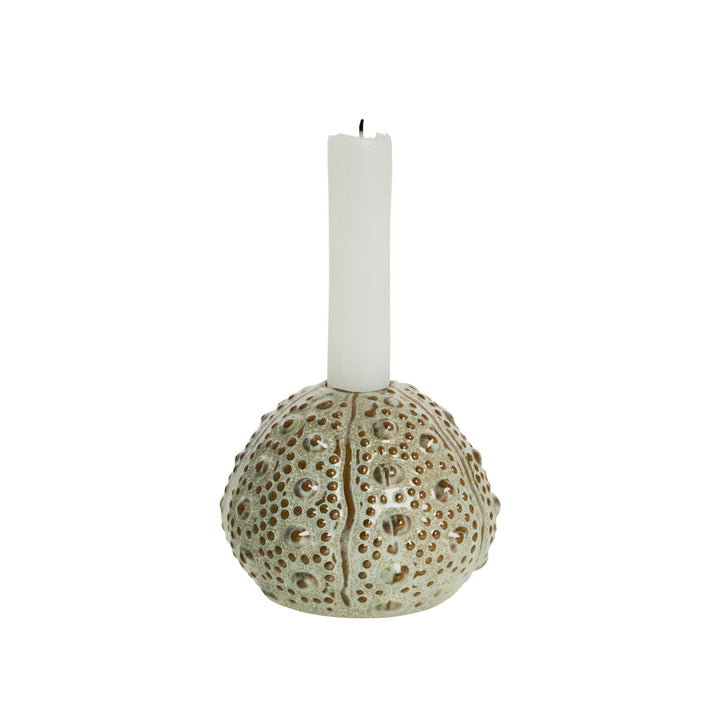 Bougeoir en verre cannelé rose pâle