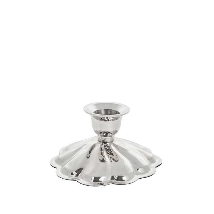 Bougeoir en verre cannelé rose pâle