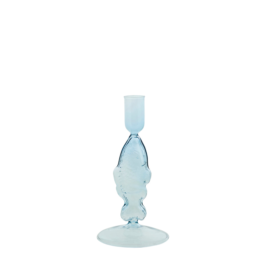 Bougeoir en verre cannelé rose pâle