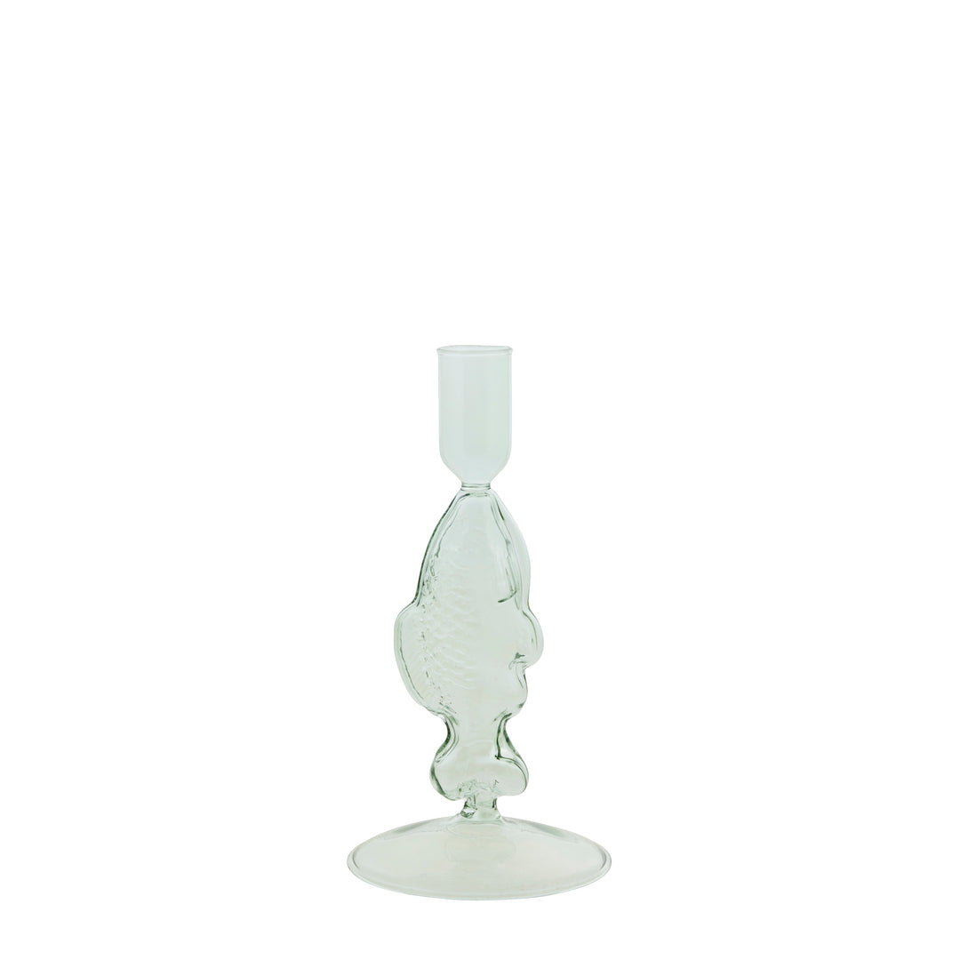 Bougeoir en verre cannelé rose pâle