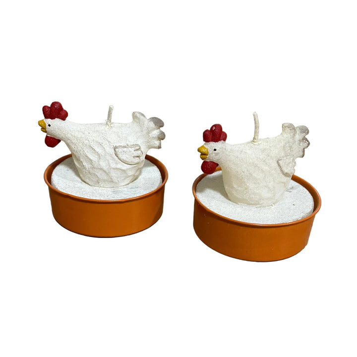Set of Two Hen Tea Lights
