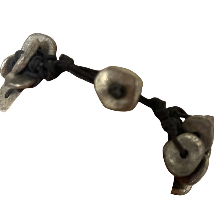 Handmade Metal Disc & Textile Layering Bracelet