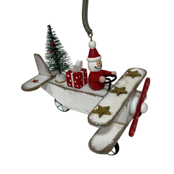 Medium Plane Santa Hanger White
