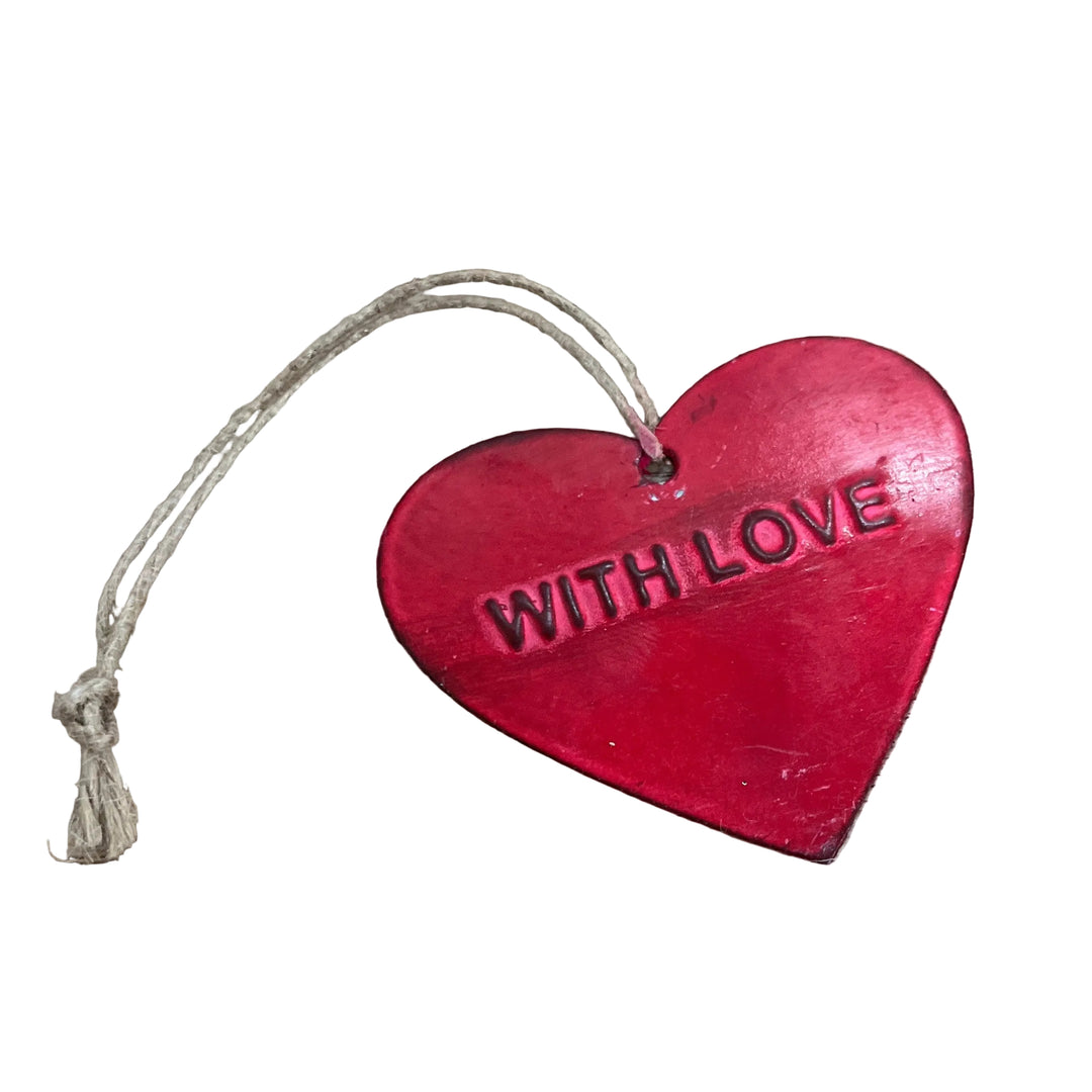 Pack of 10 Red Metal Heart Gift Tags