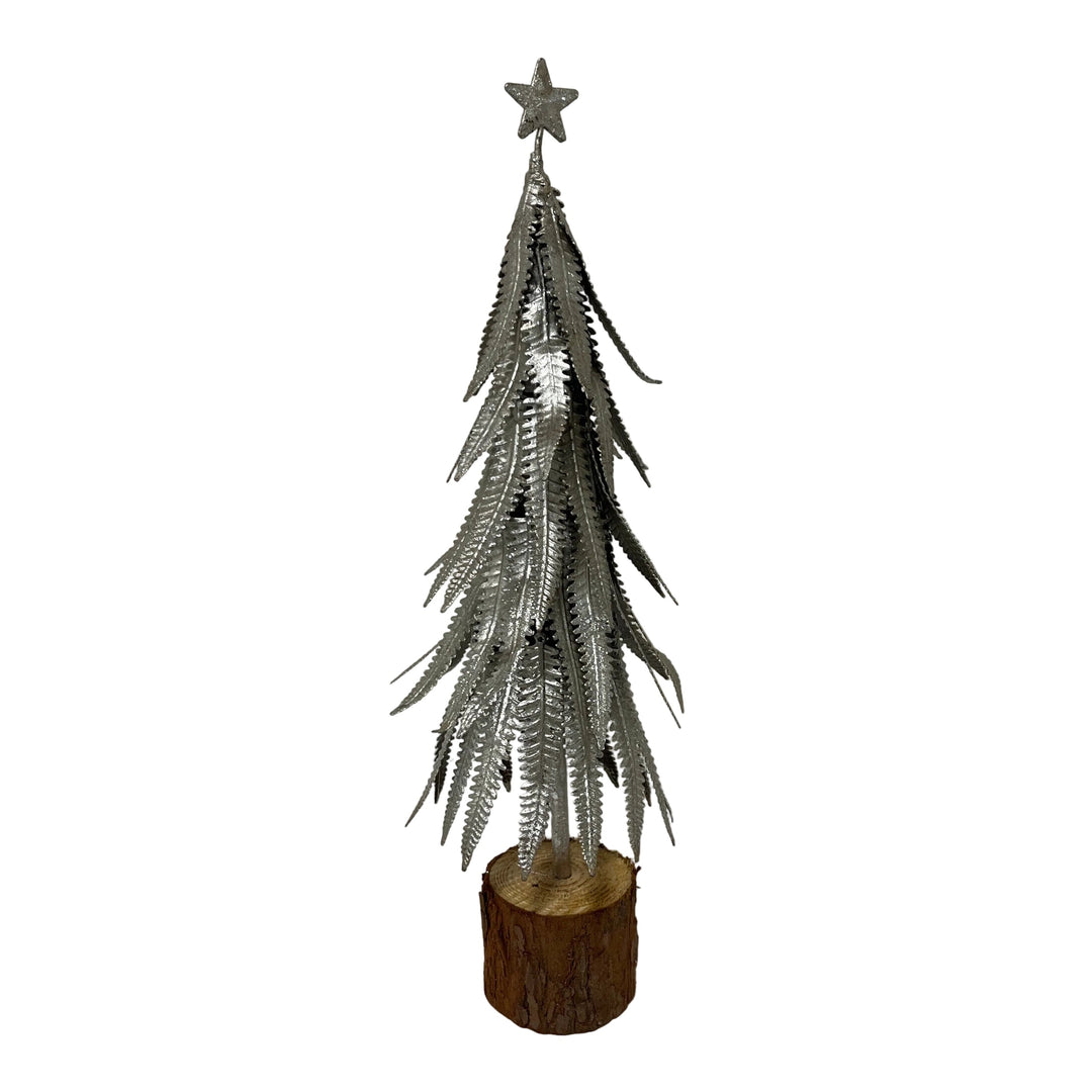 Small Metal Tree on Log Base