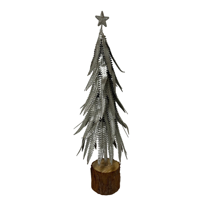 Small Metal Tree on Log Base