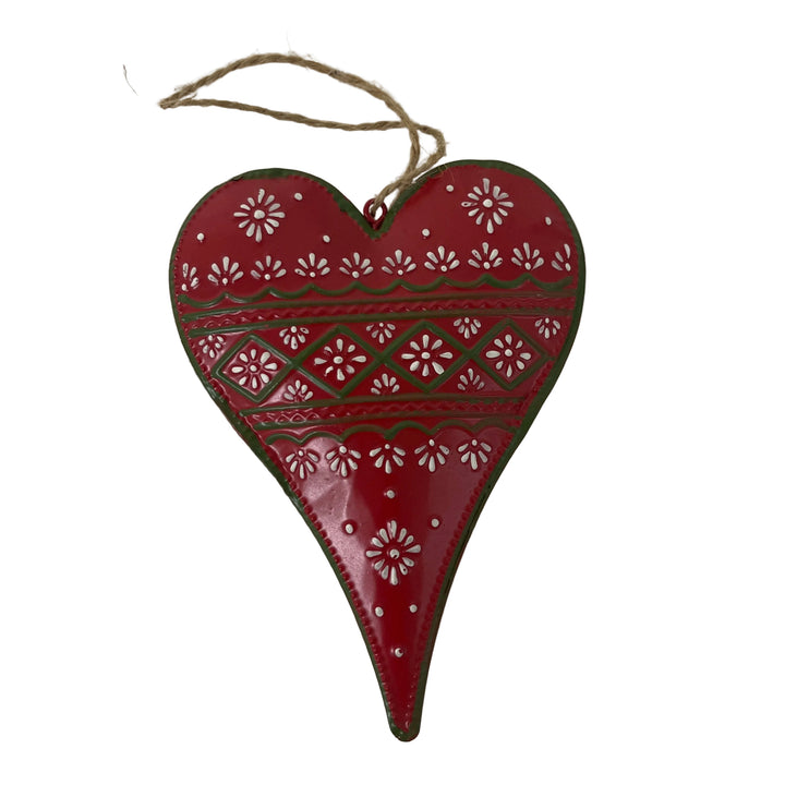 Large Metal Heart Hanging Shaped Tree Decor Red