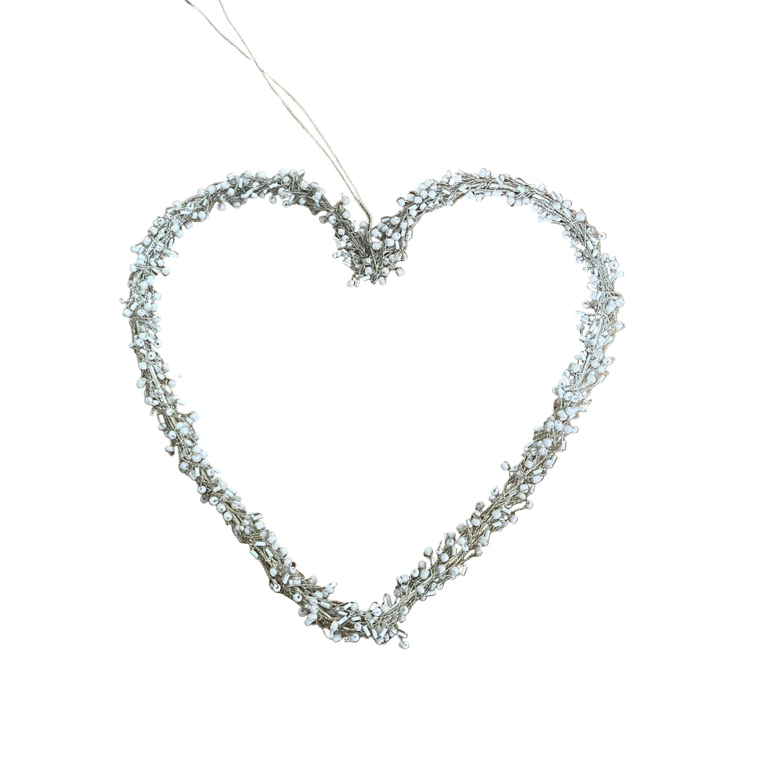 Large Wire Hanging Heart Decor White