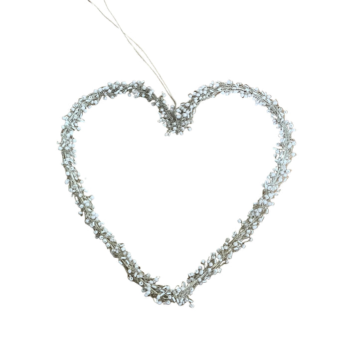 Large Wire Hanging Heart Decor White
