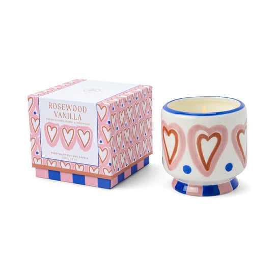 A Dopo Hearts Ceramic Candle Rosewood Vanilla