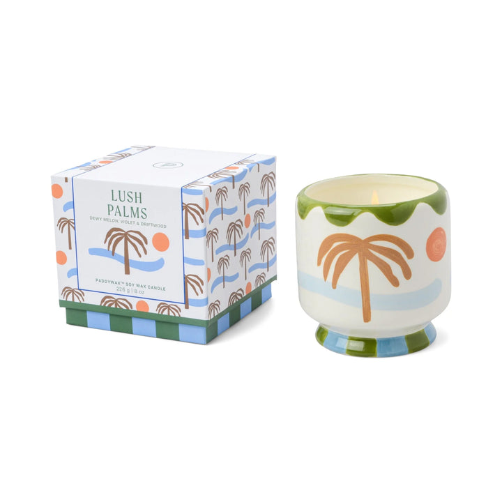 A Dopo Palm Tree Ceramic Candle Lush Palms