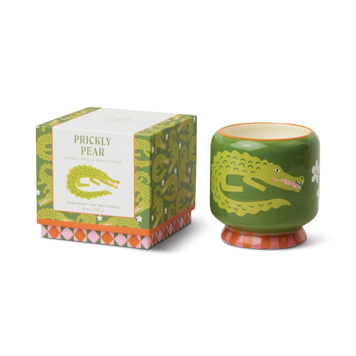 A Dopo Crocodile Ceramic Candle Prickly Pear