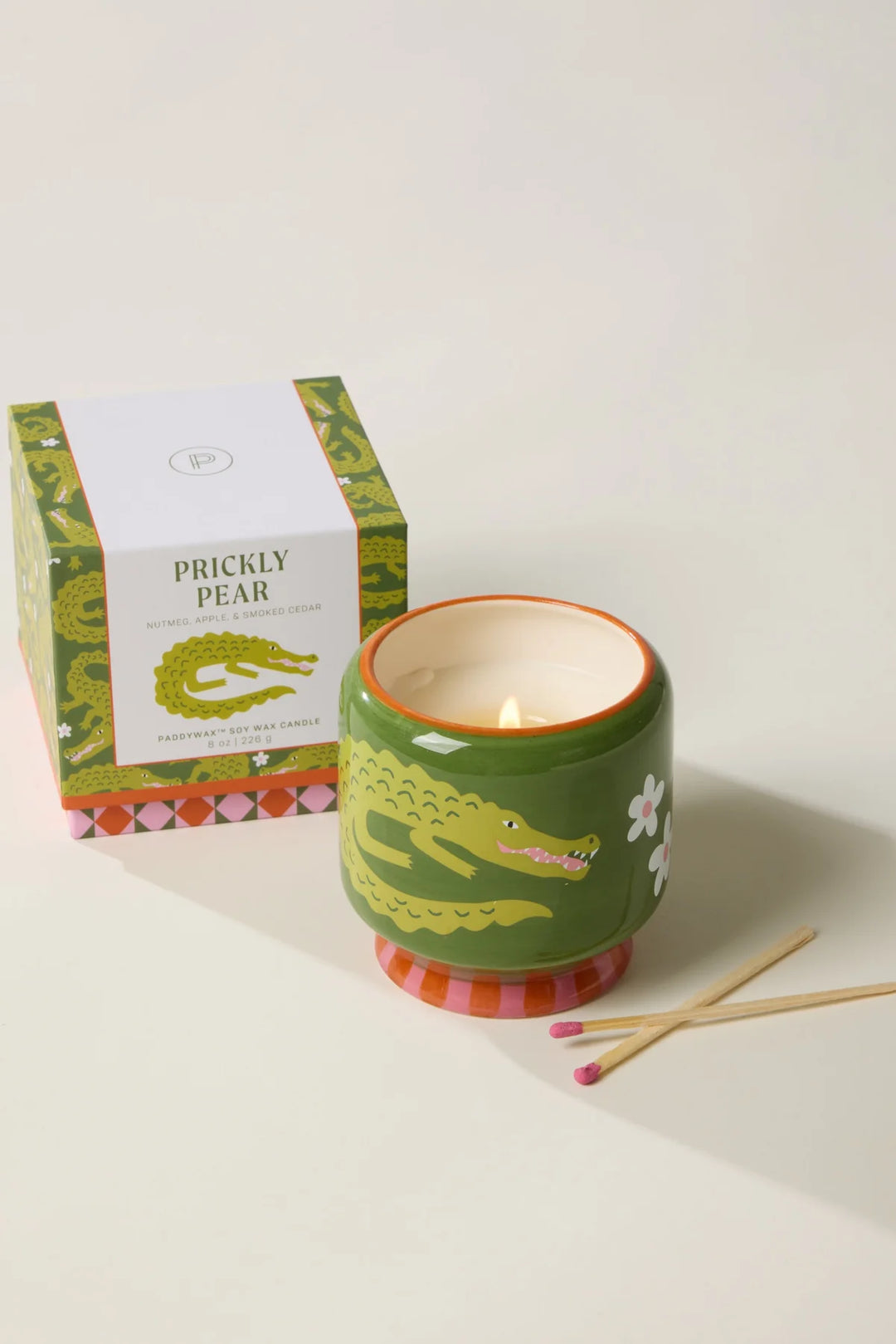 A Dopo Crocodile Ceramic Candle Prickly Pear