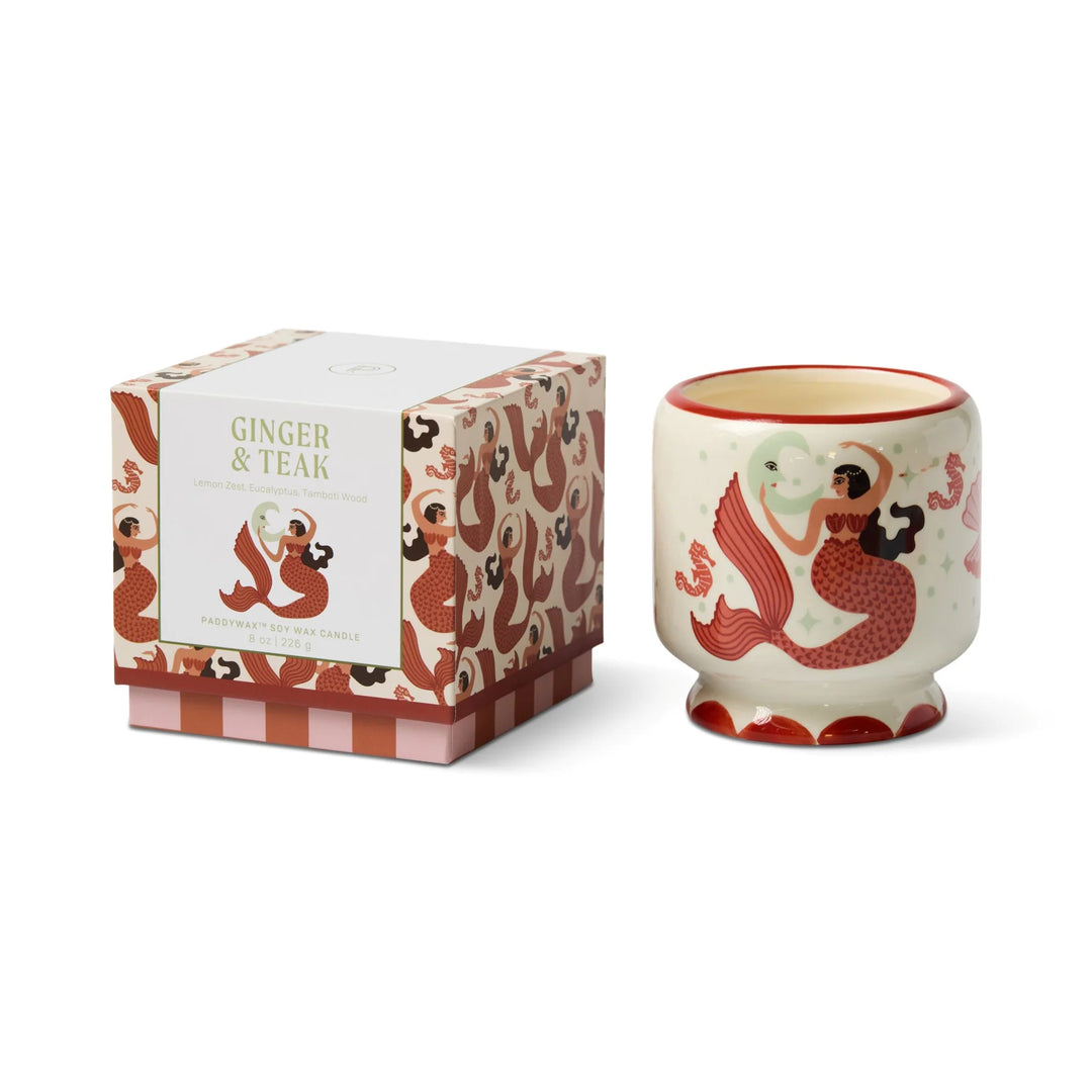 A Dopo Mermaid & Moon Ceramic Candle Ginger & Teak