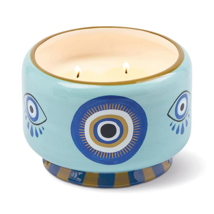 A Dopo Eye 24oz Ceramic 4 Wick Candle in Incense & Smoke